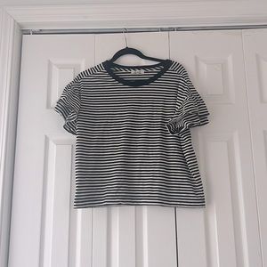 Madewell striped double flutter sleeve top. Size medium